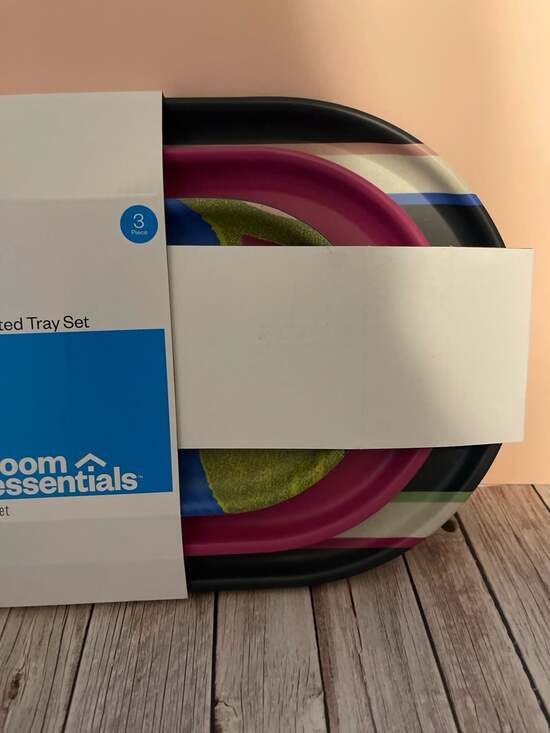 Room Essentials 3-Piece Printed Bamboo Melamine Tray Set - Picture 3 of 5